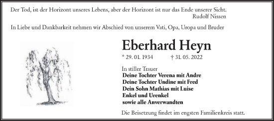 Traueranzeige von Eberhard Heyn von lausitzer_rundschau