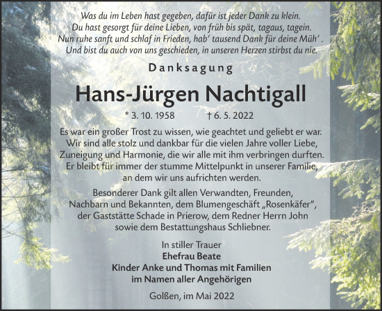 Traueranzeige von Hans-Jürgen Nachtigall von lausitzer_rundschau