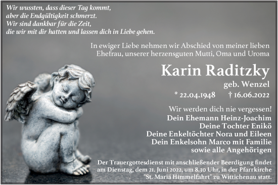 Traueranzeige von Karin Raditzky von lausitzer_rundschau