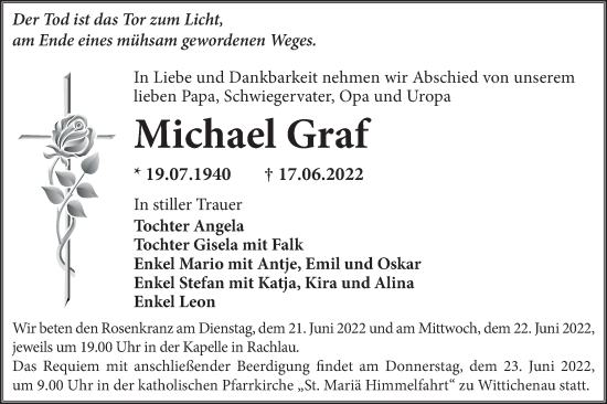 Traueranzeige von Michael Graf von lausitzer_rundschau