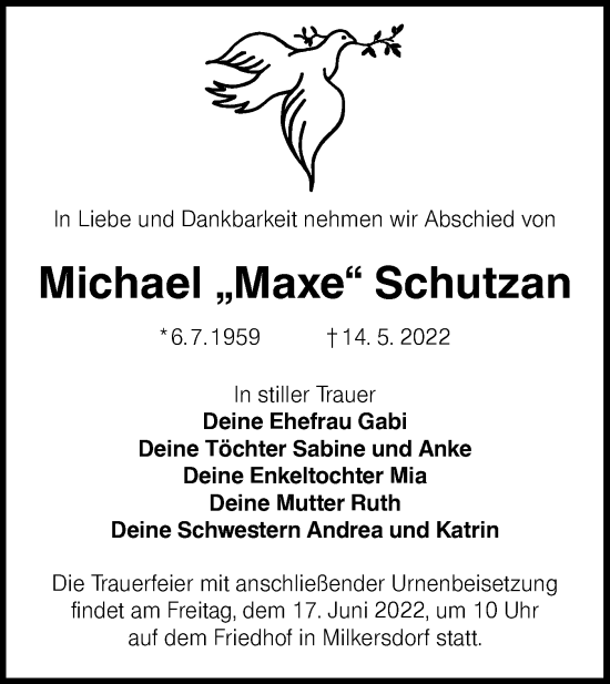 Traueranzeige von Michael Schutzan von lausitzer_rundschau