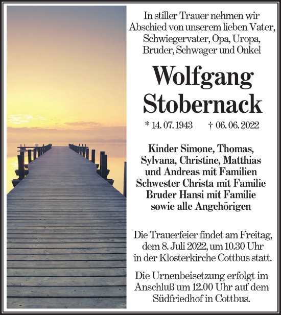 Traueranzeige von Wolfgang Stobernack von lausitzer_rundschau