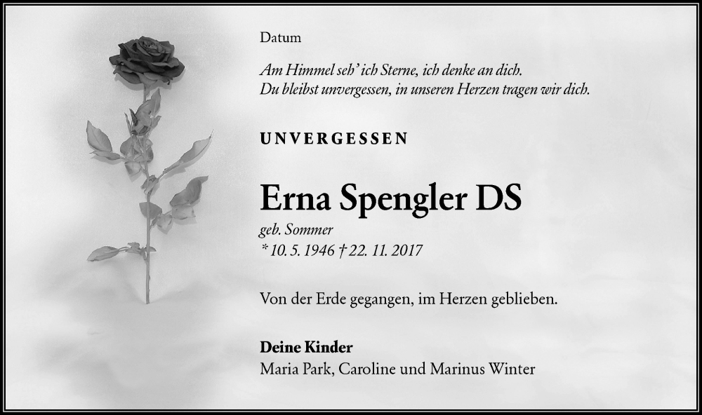  Traueranzeige für Erna Spengler vom 25.06.2021 aus lausitzer_rundschau