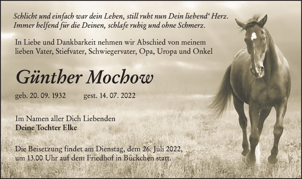  Traueranzeige für Günther Mochow vom 20.07.2022 aus lausitzer_rundschau