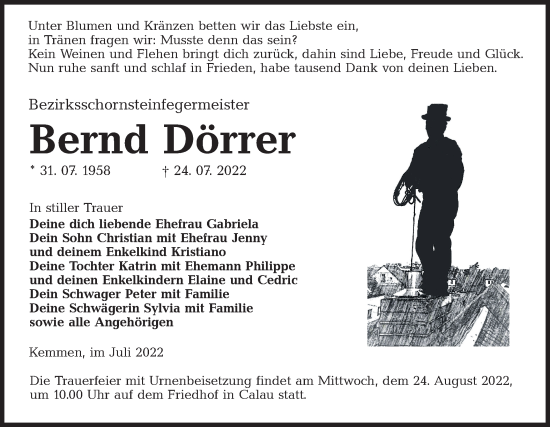 Traueranzeige von Bernd Dörrer von lausitzer_rundschau