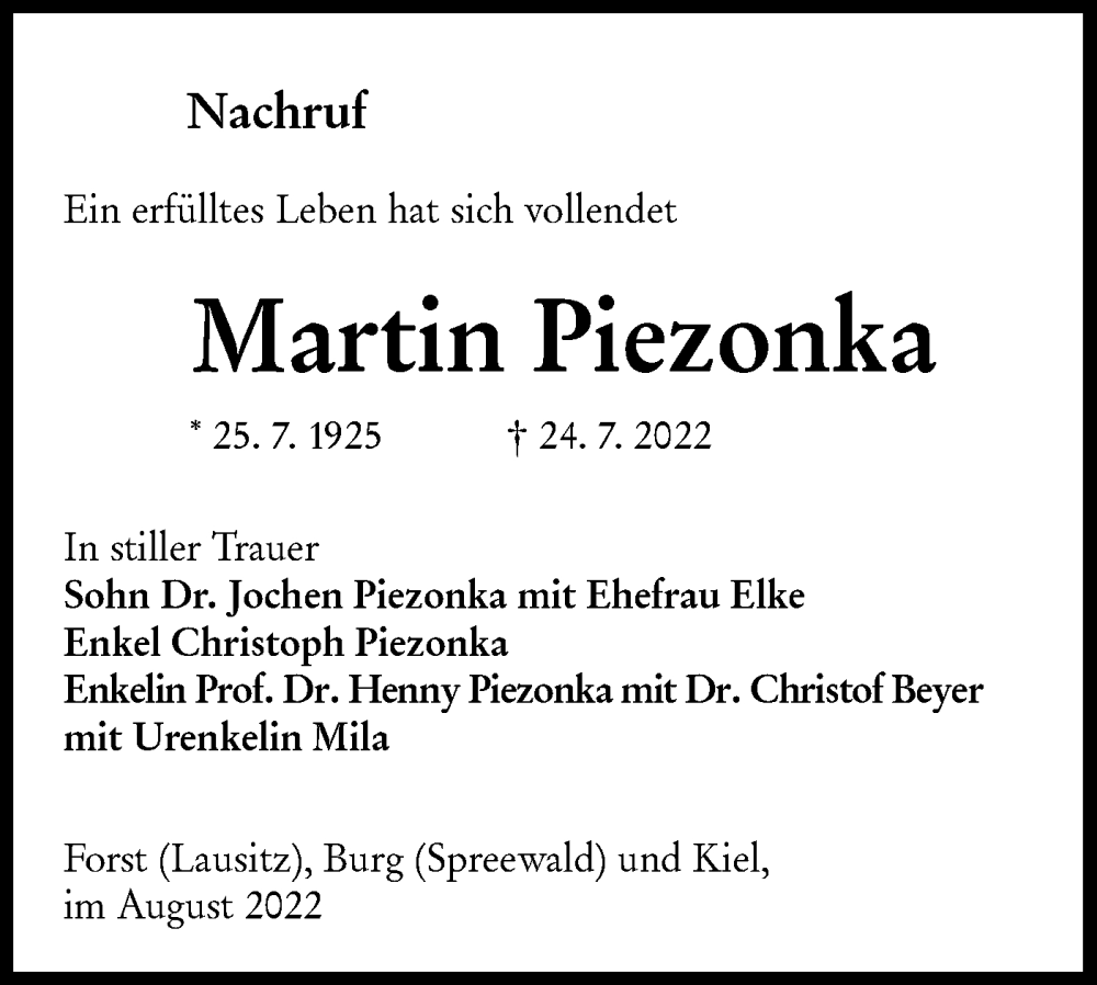  Traueranzeige für Martin Piezonka vom 20.08.2022 aus lausitzer_rundschau