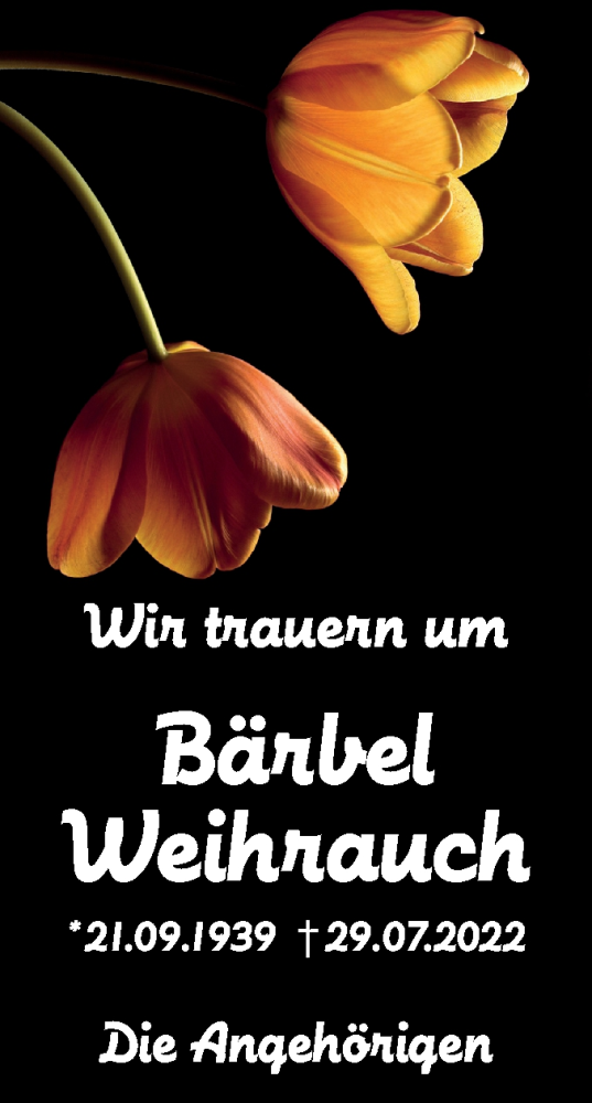 Traueranzeige von Bärbel Weihrauch von lausitzer_rundschau