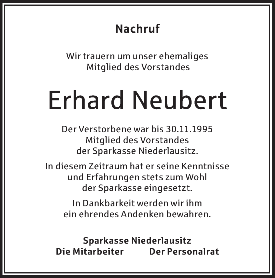 Traueranzeige von Erhard Neubert von lausitzer_rundschau