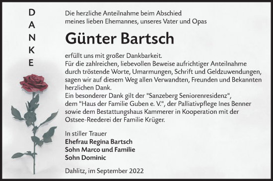 Traueranzeige von Günter Bartsch von lausitzer_rundschau