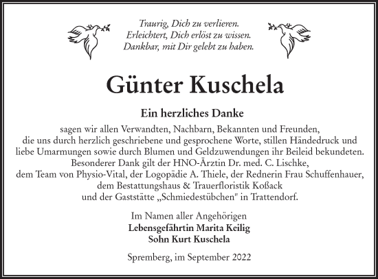 Traueranzeige von Günter Kuschela von lausitzer_rundschau
