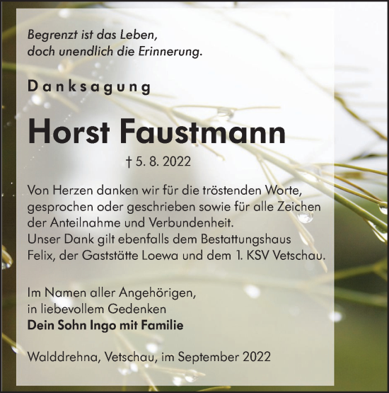 Traueranzeige von Horst Faustmann von lausitzer_rundschau