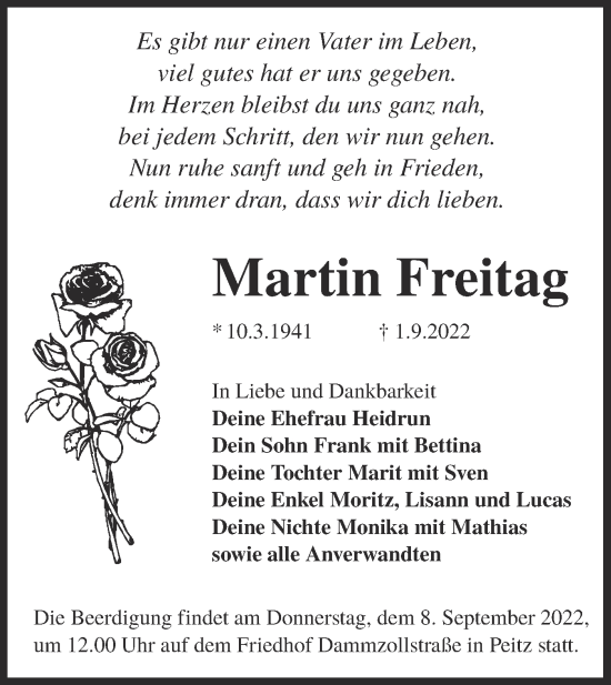 Traueranzeige von Martin Freitag von lausitzer_rundschau