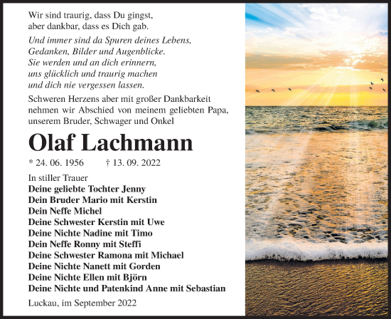 Traueranzeige von Olaf Lachmann von lausitzer_rundschau