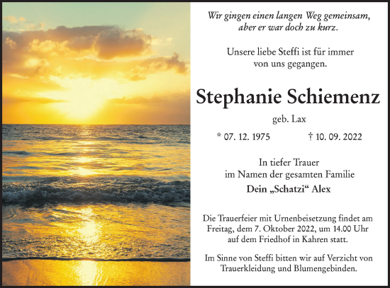 Traueranzeige von Stephanie Schiemenz von lausitzer_rundschau