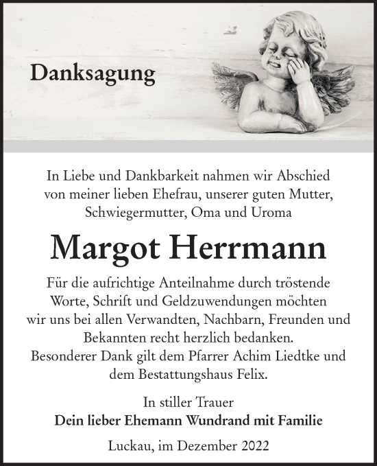 Traueranzeige von Margot Herrmann von lausitzer_rundschau
