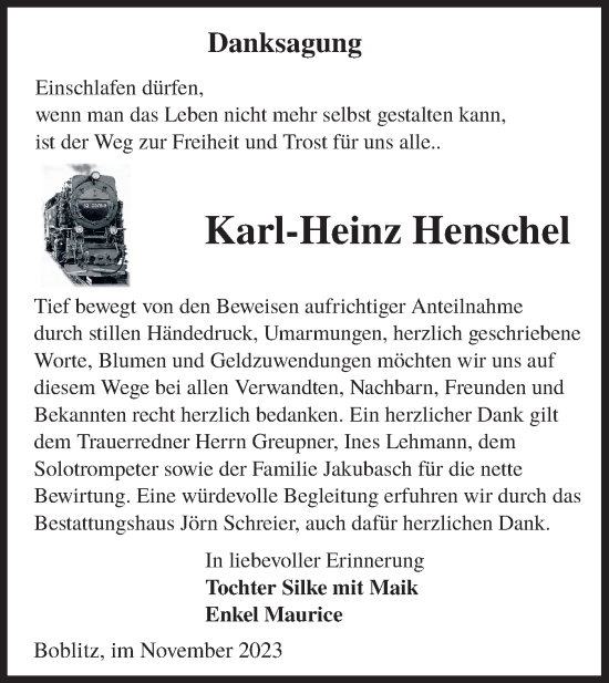 Traueranzeige von Karl-Heinz Henschel von Lausitzer Rundschau