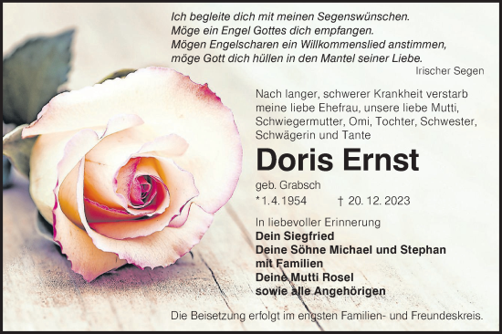 Traueranzeige von Doris Ernst von Lausitzer Rundschau