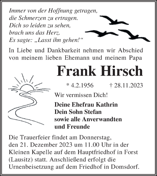 Traueranzeige von Frank Hirsch von Lausitzer Rundschau