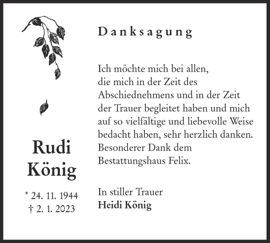 Traueranzeige von Rudi König von Lausitzer Rundschau