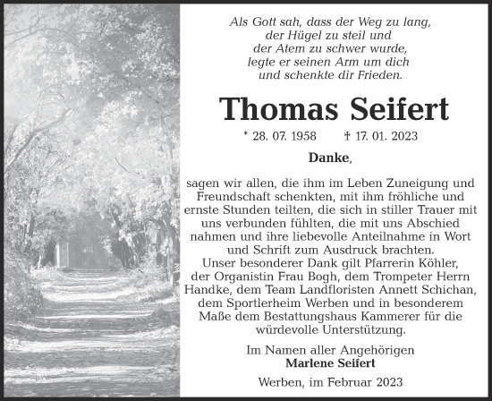 Traueranzeige von Thomas Seifert von Lausitzer Rundschau