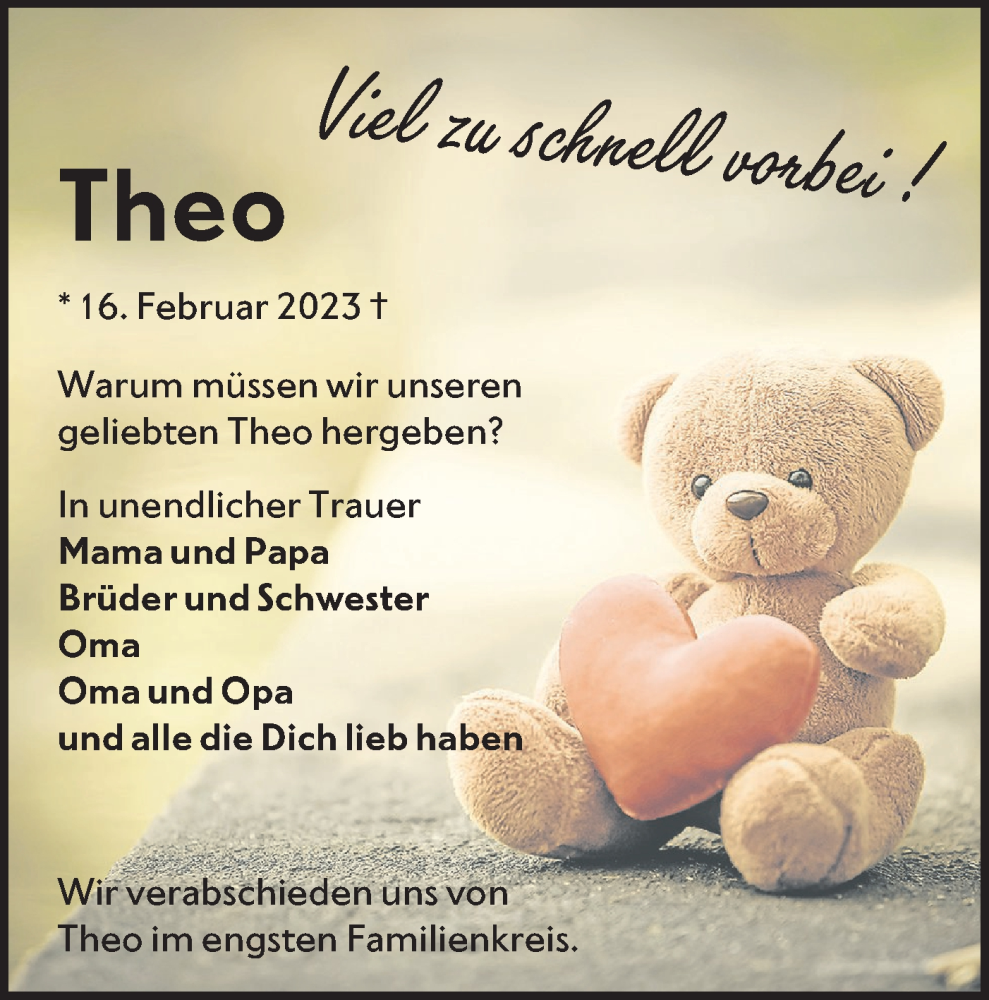  Traueranzeige für Theo Tschepe vom 04.03.2023 aus Lausitzer Rundschau