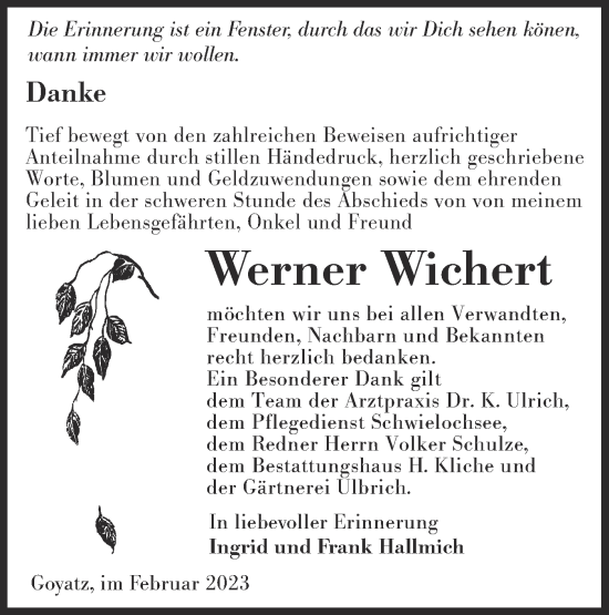 Traueranzeige von Werner Wichert von Lausitzer Rundschau
