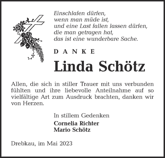 Traueranzeige von Linda Schötz von Lausitzer Rundschau