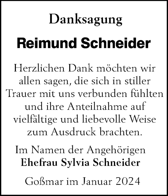 Traueranzeige von Reimund Schneider von Lausitzer Rundschau