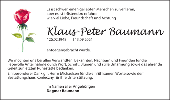 Traueranzeige von Klaus-Peter Baumann von Lausitzer Rundschau