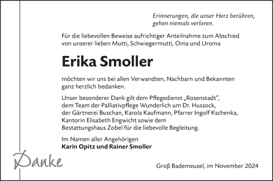 Traueranzeige von Erika Smoller von Lausitzer Rundschau