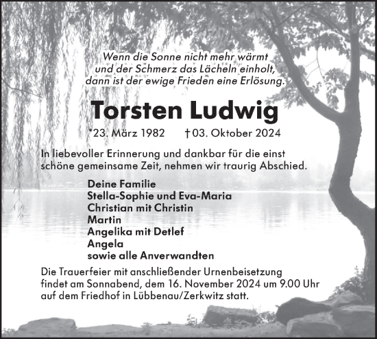 Traueranzeige von Torsten Ludwig von Lausitzer Rundschau