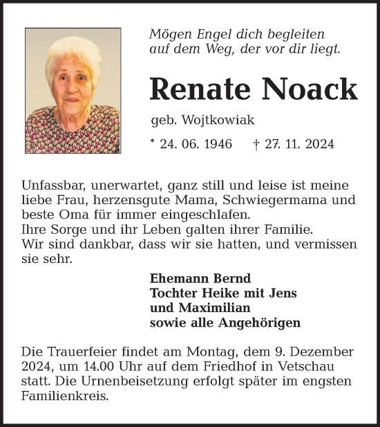 Traueranzeige von Renate Noack von Lausitzer Rundschau