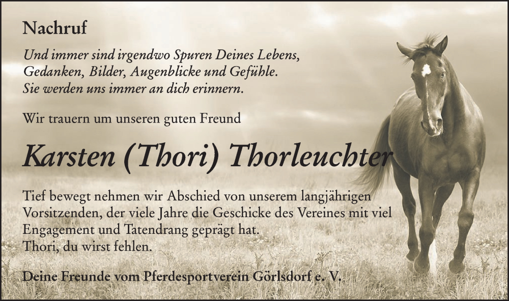  Traueranzeige für Karsten Thorleucht vom 06.04.2024 aus Lausitzer Rundschau