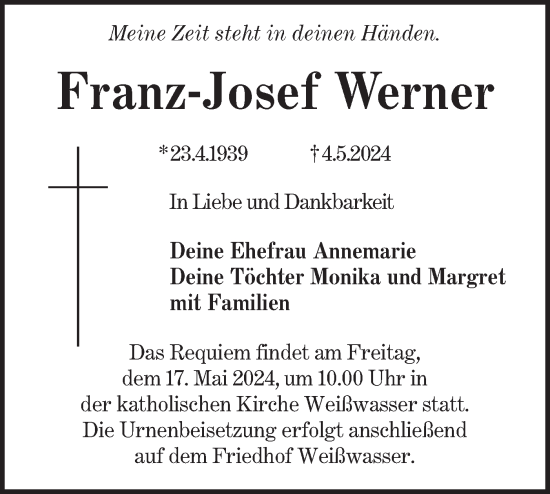 Traueranzeige von Franz-Josef Werner von Lausitzer Rundschau