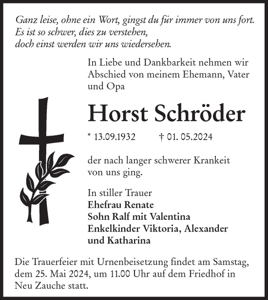 Traueranzeige von Horst Schröder von Lausitzer Rundschau