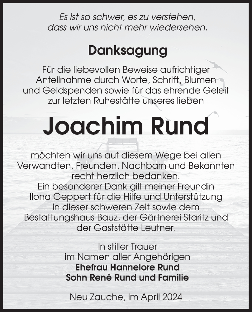  Traueranzeige für Joachim Rund vom 18.05.2024 aus Lausitzer Rundschau