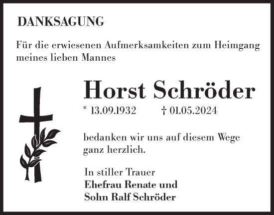 Traueranzeige von Horst Schröder von Lausitzer Rundschau