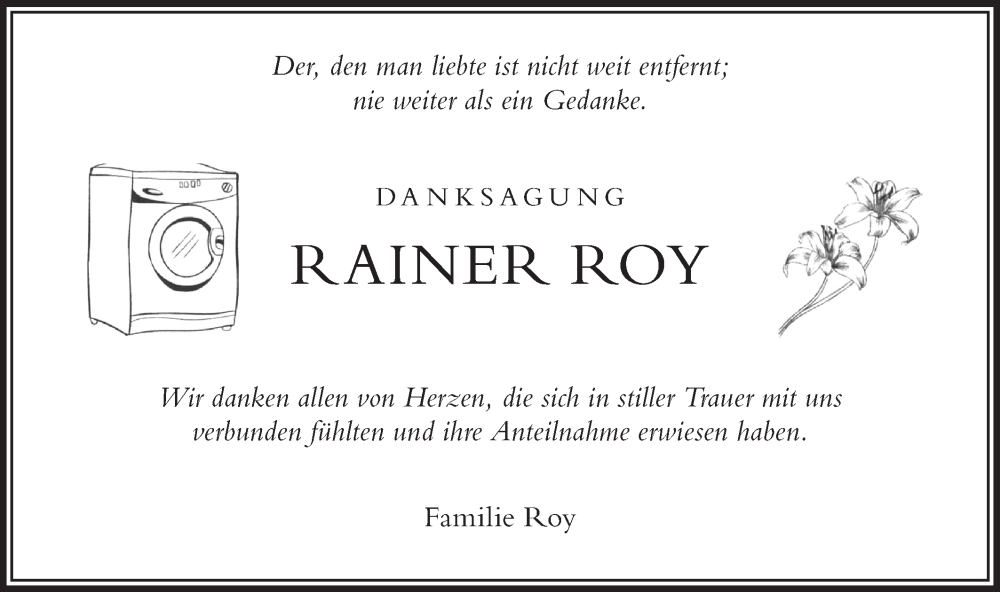  Traueranzeige für Rainer Roy vom 22.06.2024 aus Lausitzer Rundschau
