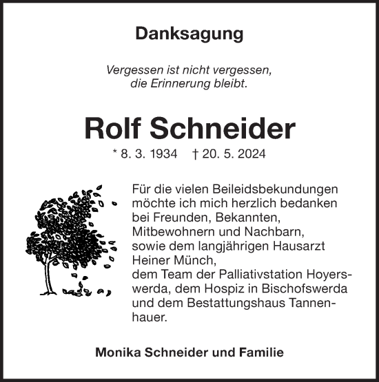 Traueranzeige von Rolf Schneider von Lausitzer Rundschau