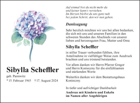 Traueranzeige von Sibylla Scheffler von Lausitzer Rundschau