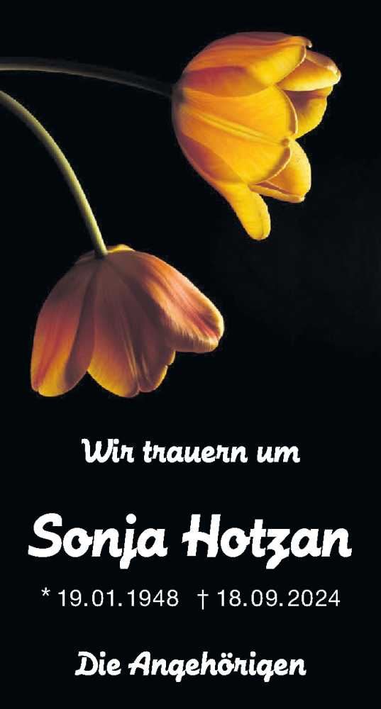 Traueranzeige von Sonja Hotzan von Lausitzer Rundschau