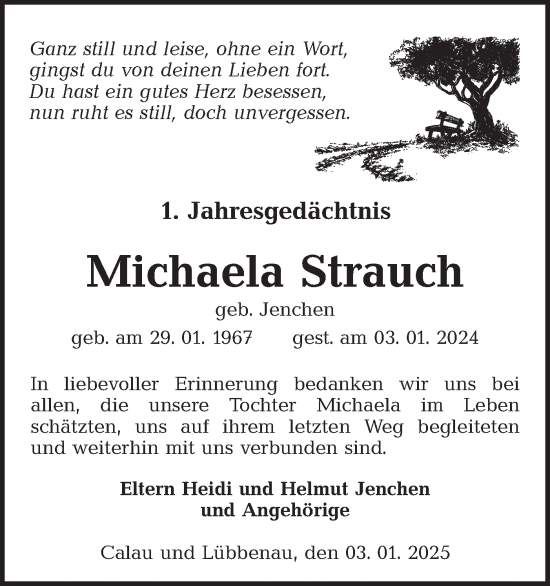 Traueranzeige von Michaela Strauch von Lausitzer Rundschau