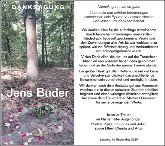 Traueranzeige von Jens Buder von Lausitzer Rundschau