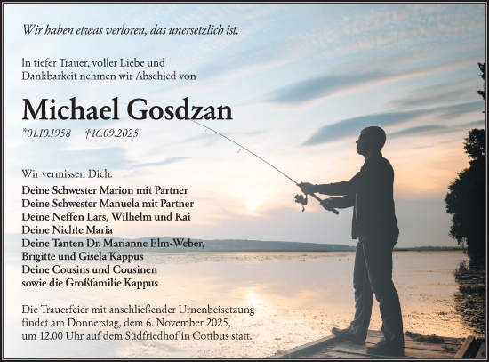 Traueranzeige von Michael Gosdzan von Lausitzer Rundschau