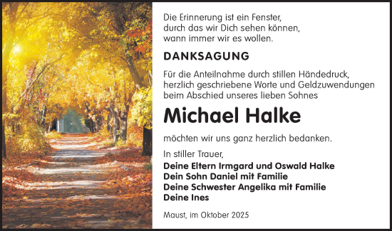 Traueranzeige von Michael Halke von Lausitzer Rundschau