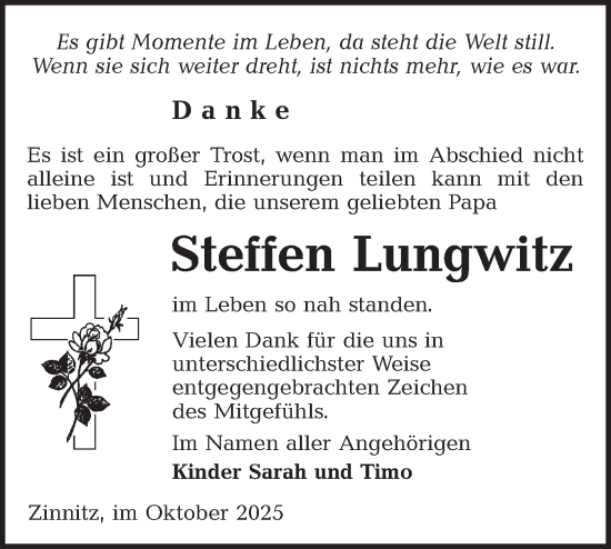 Traueranzeige von Steffen Lungwitz von Lausitzer Rundschau