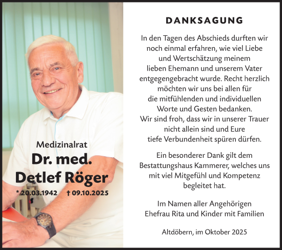 Traueranzeige von Detlef Röger von Ausg. LR Spreewald RS