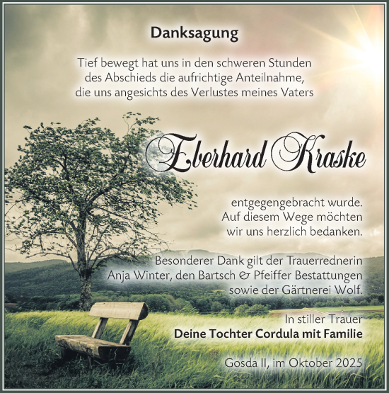 Traueranzeige von Eberhard Kraske von Lausitzer Rundschau