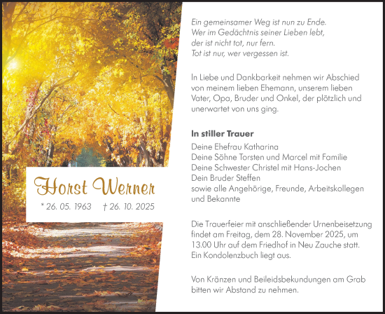 Traueranzeige von Horst Werner von Lausitzer Rundschau