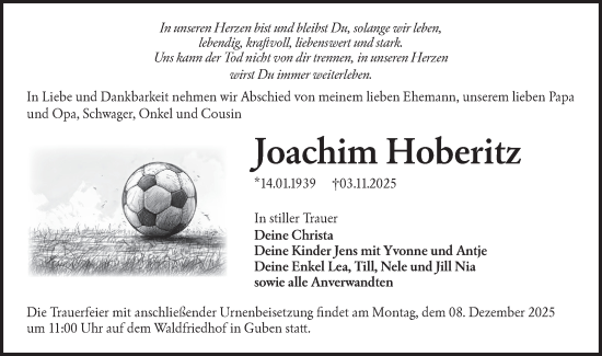 Traueranzeige von Joachim Hoberitz von Lausitzer Rundschau